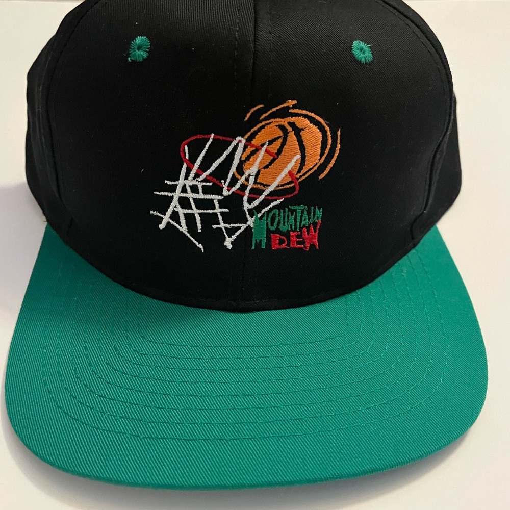 Vintage Basketball Mountain Dew Black and Green Cap